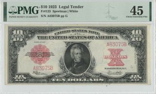 1923 $10 Legal Tender Fr 123 Pmg 45 Ch Extremely Fine