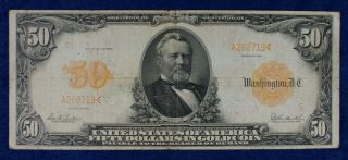 1913 $50 Large Size Gold Certificate Note Currency Banknote