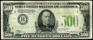1934 $500 Dollar York Federal Reserve Note Light Circulation No Issues
