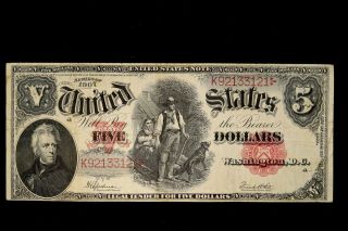 1907 $5 Legal Tender Note Fr 91 Very Fine " Low Starting Bid "