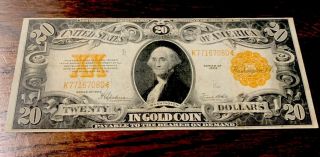 1922 Series $20.  00 Twenty Dollar Gold Certificate Note Great Looking Bill