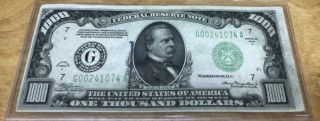 1934 A $1000 One Thousand Dollar Bill Note Federal Reserve Bank Of Chicago,  Il.