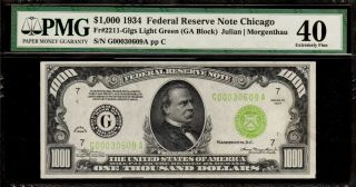 Gorgeous LGS PMG XF40 1934 Chicago $1000 One Thousand Dollar Bill Fr.  2211 30609A 2