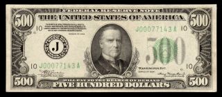 Scarce Kansas City MO 1934 $500 FIVE HUNDRED DOLLAR BILL 1000 Fr.  2201 - J00077143A 2