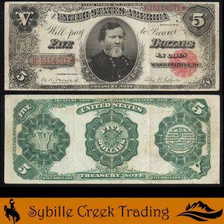 1891 $5 Treasury Note General Thomas Bill Fr 352 114071