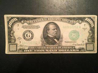$1000 Federal Reserve Note - Series 1934 A - Chicago District