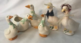 Vintage Otagiri Ceramic Duck Goose Creamer,  Sugar,  Salt,  Pepper Shakers,  More