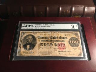 1922 $100 Gold Certificate Fr 1215 PMG 8 2