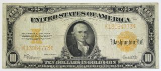1922 $10 Gold Certificate - Ten Dollar Large United States Currency Note