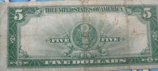 FR.  282 1923 $5 FIVE DOLLARS “PORTHOLE” SILVER CERTIFICATE 2