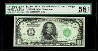 1934 A $1000 Chicago Federal Reserve Ga Block Note Pmg Choice About Unc 58 Epq