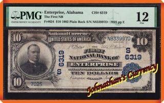 Jc&c - Fr.  624 1902 $10 The First Nb Of Enterprise,  Al 6319 - Fine 12 By Pmg