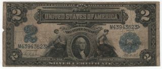 1899 $2 Silver Certificate Fr.  256 Parker/burke Mini Porhole Circulated Fine