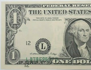 U.  S.  1985 $1 Federal Reserve Note Major 3rd Print Shift Error - AU 2