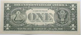 U.  S.  1985 $1 Federal Reserve Note Major 3rd Print Shift Error - AU 4