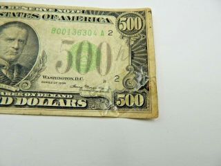 1934 $500.  00 FEDERAL RESERVE NOTE WASHINGTON DC TAPE (161) 2