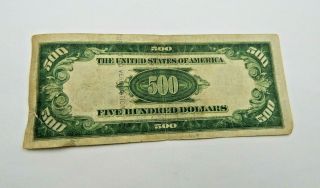1934 $500.  00 FEDERAL RESERVE NOTE WASHINGTON DC TAPE (161) 3