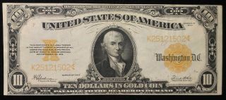 1922 $10 Gold Certificate - Fr 1173 - Large Size Vibrant Colors And Error Ca462