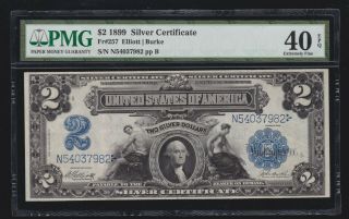Us 1891 $2 Silver Certificate Fr 257 Pmg 40 Epq Xf (982)