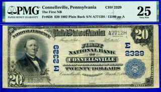 Top Pop 1/0 Ch 2329 - 1902 $20 P/b ( (finest Known - Conellsville,  Pa))  Pmg 25
