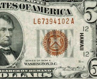 $5 1934 A ( (hawaii))  Federal Reserve Note More Paper Currency