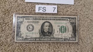 $500 Bill Five Hundred Dollar Federal Reserve Note 1934 Series
