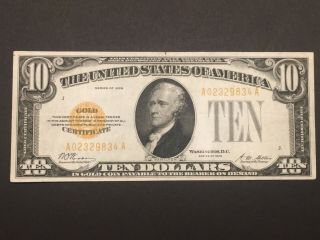1928 $10 (gold Certificate) Crisp