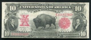 Fr.  119 1901 $10 Ten Dollars “bison” Legal Tender United States Note Very Fine,