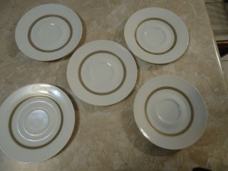 Set Of 5 Rosenthal Taupe Band 6 1/2 " Saucers