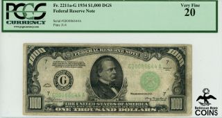 1934 Us $1,  000 Federal Reserve Note Chicago,  Il Fr 2211a - G Pcgs 20 Very Fine