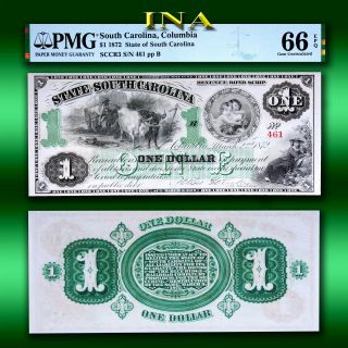 State Of South Carolina 1872 $1 & $2 Set Pmg 66 Epq & 67 Epq Mike