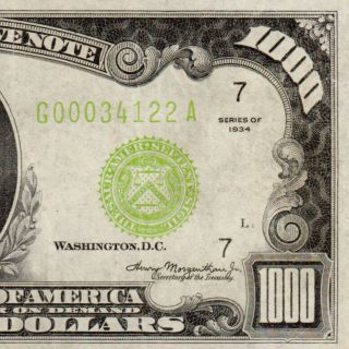Gorgeous Chicago Lgs 1934 $1000 One Thousand Dollar Bill 500 Fr.  2211g G00034122a