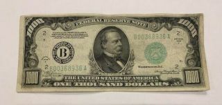 1934a $1000 One Thousand Dollar Bill Federal Reserve Note B00368936a Bank Of Ny