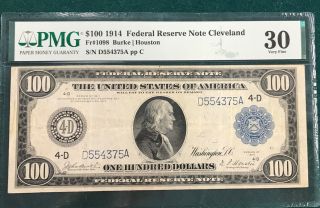 1914 $100 Federal Reserve Note Cleveland Pmg Vf 30