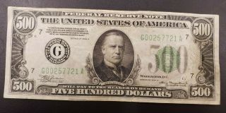 1934a Chicago $500 Five Hundred Dollar Bill Fr.  2202 - G 1000 G257721a