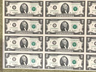 2003 Series A $2 Two Dollar Federal Reserve Notes Uncut Sheet Of 32 BEP Issue 3