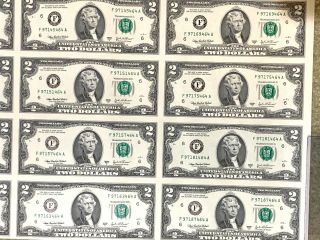 2003 Series A $2 Two Dollar Federal Reserve Notes Uncut Sheet Of 32 BEP Issue 5