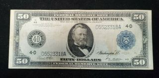 1914 $50 Fifty Dollars Federal Reserve Note Cleveland Ohio Fr 1039a