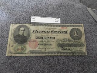 1862 $1 Legal Tender Large Note - 1st Year Of Notes.  F - 17a.  Decent Note For Age