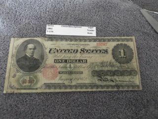 1862 $1 Legal Tender Large Note - 1st Year of Notes.  F - 17A.  Decent Note For Age 2