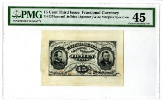 U.  S.  Fractional Currency,  3rd Issue 15 Cts,  Fr 1274spwmf Specimen Choice Ef 45