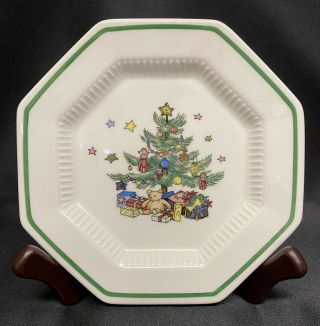 Nikko Christmastime Octagonal Bread & Butter Plate 6 5/8” Christmas Tree