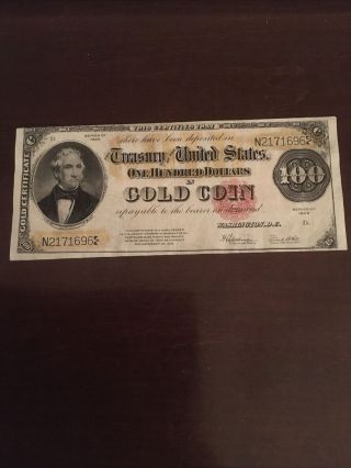 1922 100 Gold Certificate Fr 1215 Speelman/white