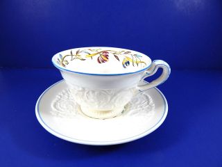 Wedgwood Patrician Argyle Pattern Flower Tea Cup And Saucer