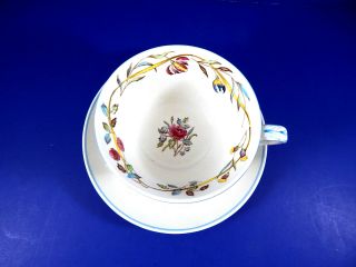 Wedgwood Patrician Argyle Pattern Flower Tea Cup and Saucer 2