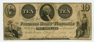 1857 $10 The Farmers Bank Of Fincastle,  Virginia Note