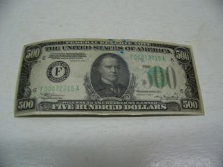 1934 A Laminated $500.  00 Federal Reserve Note - Vf - Xf With Details F00072715 A
