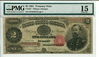 Fr 357 1891 $2 Treausry Note Pmg 15 Choice Fine