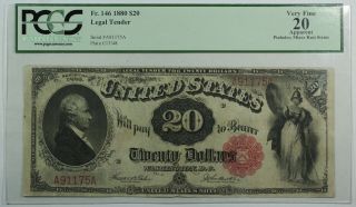 1880 $20 Dollar Legal Tender Note Fr.  146 Pcgs Very Fine 20 Apparent Ww