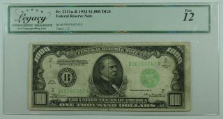 1934 $1000 One Thousand Dollar Bill Dgs Frn Fr.  2211a - B Legacy Fine 12
